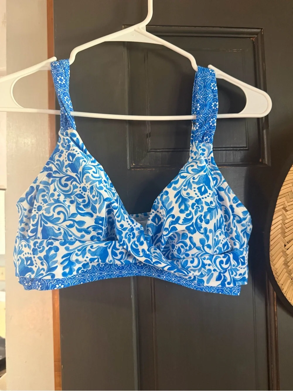Blue & White Floral Bikini Top